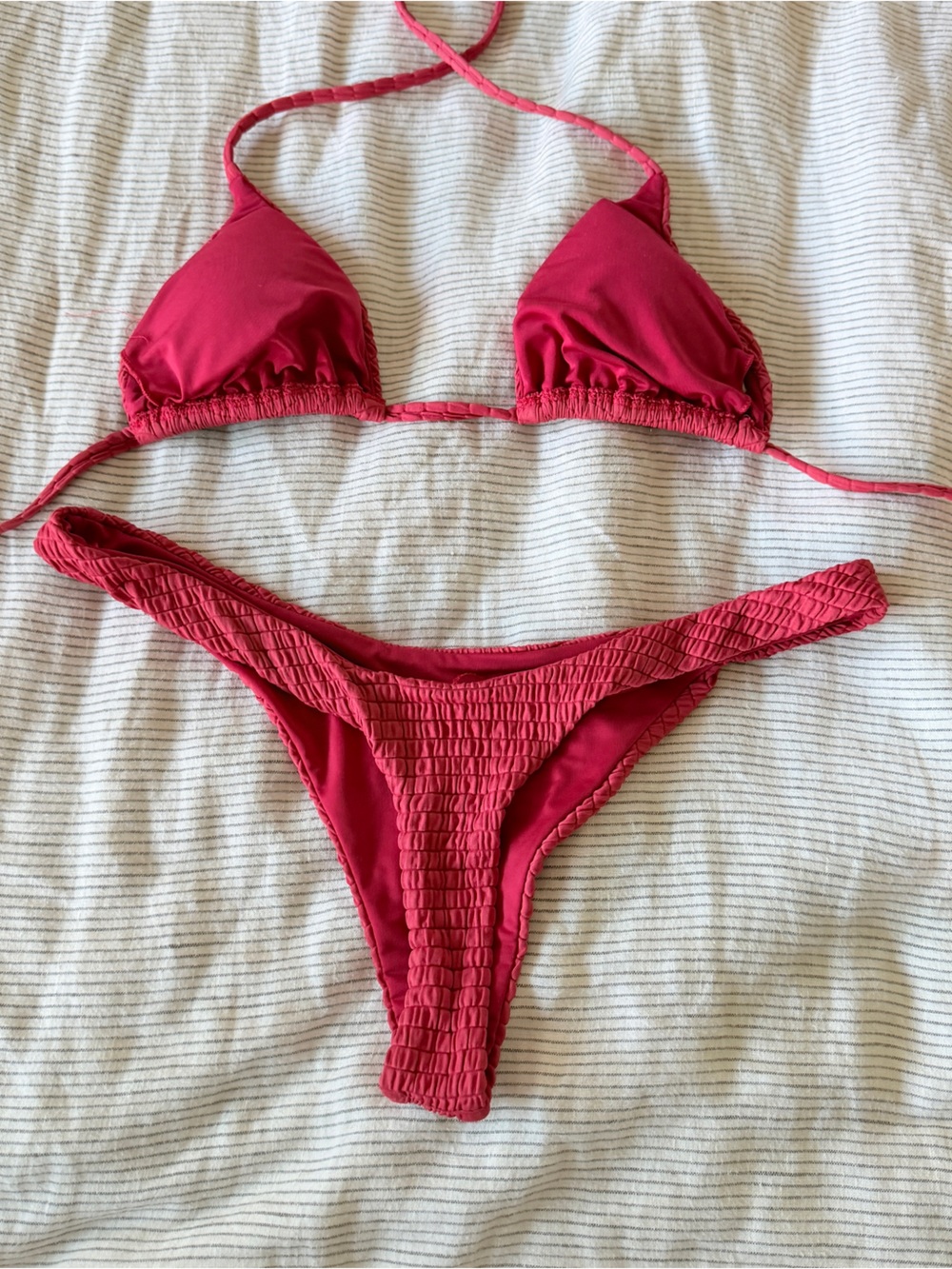 Dippin Daisy Textured Red Triangle Bikini Set - Picture 3 of 3